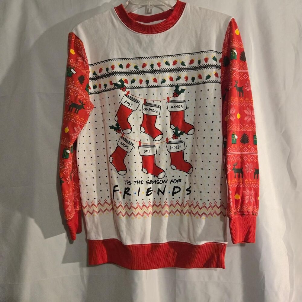 Friends Men's XS White and Red Jumper